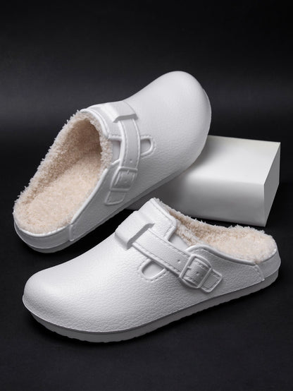 Men Plush Lined Outdoor Anti-slip Garden Shoes Warm Fuzzy Slippers For Women Winter New Cotton Slippers Fuzzy Home Slides