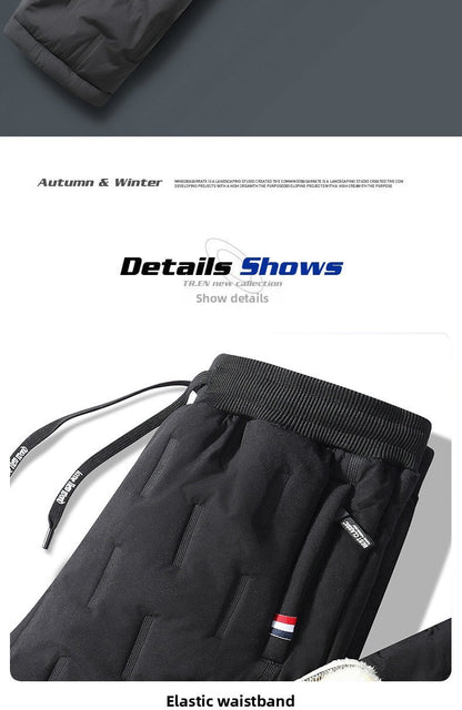 Men's Cargo Trousers Man Pants Plus Sweatpants Large Size Winter Warm Fleece Outer Y2k Alo Black Wear Thickened Baggy