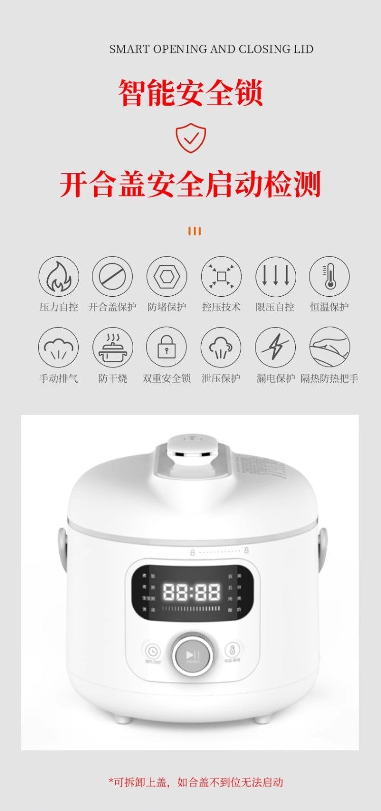 Panela de Pressão Elétrica 110V/220V Multifuncional para Uso Doméstico, para Exportação para EUA, Japão, Canadá BCB