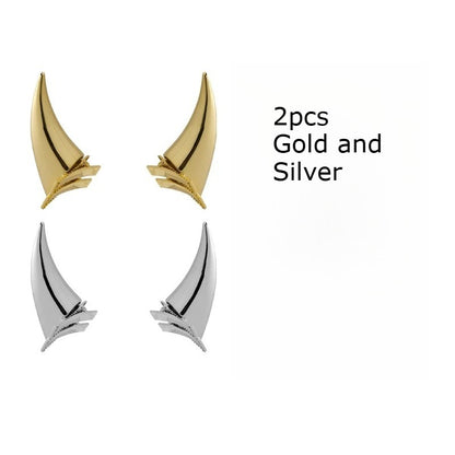 QQ Punk Demon's Horn Metal Headband Hairpins Halloween Party Headdress Cosplay Lucifer Anime Women Men Gold Cosplay Accessories