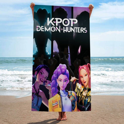 Kpop D-demon Hunters Microfiber Beach Towel Absorbent Quick Dry Soft Yoga Swimming Resort Mountain Climbing Towel