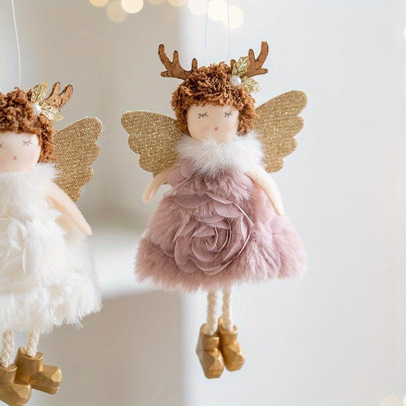 Christmas Decoration Adorable Reindeer Antlers Angel For Tree, Xmas,Home Decor,Christmas ornament,Holiday Supplies,New year 2024