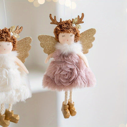 Christmas Decoration Adorable Reindeer Antlers Angel For Tree, Xmas,Home Decor,Christmas ornament,Holiday Supplies,New year 2024
