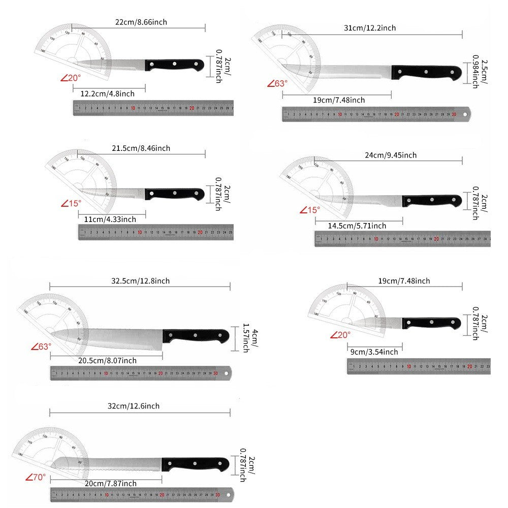 ZENG Conjunto Completo de Facas de Chef com 15 Peças, Conjunto de Facas de Cozinha de Aço Inoxidável com Tesoura, Afiador, Suporte de Madeira Maciça, Ferramenta de Culinária