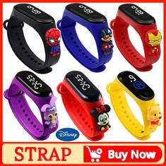 Disney Princess Kids Digital Watch Cartoon Action Figure Snow White LED Touch Waterproof Electronic Watch Toys for Children