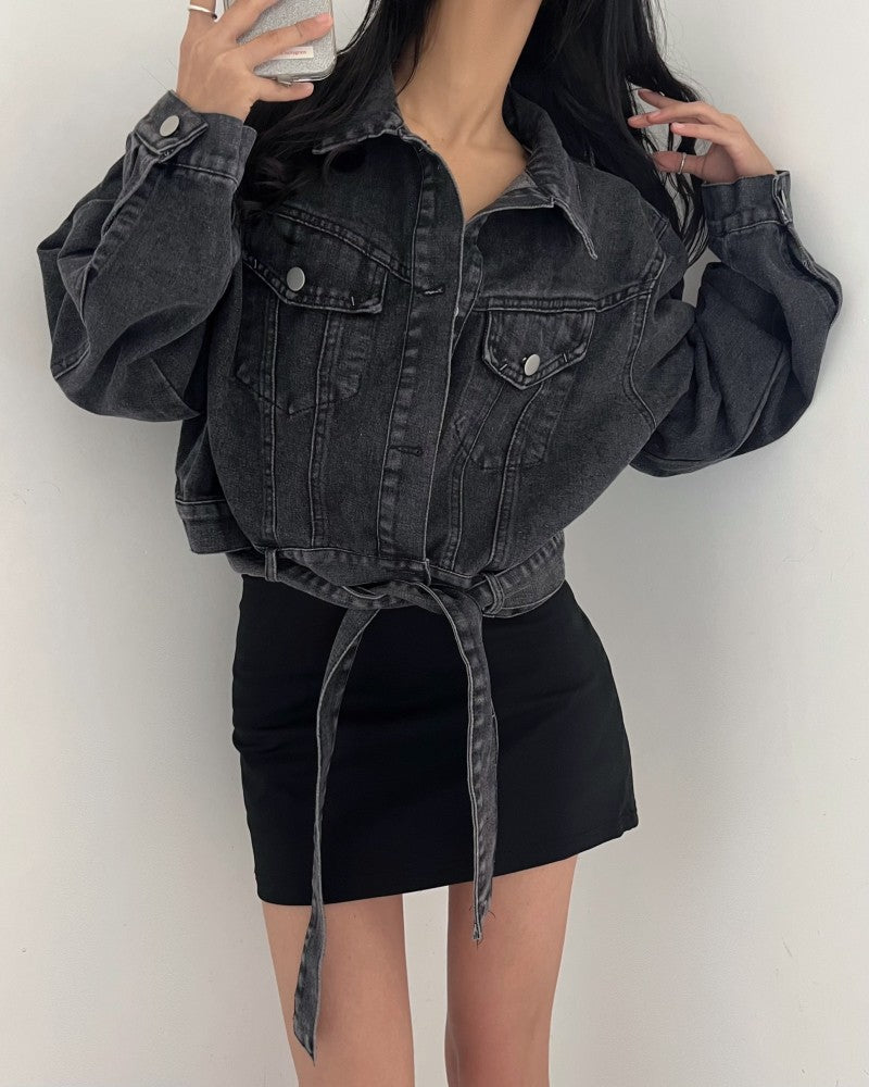 2 colors Women's casual Jean Coats 2025 Spring Women Denim Jacket Long Sleeve cropped Female Girls streetwear(N2418)
