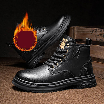 Boot Men'S Velvet Warm And Wear Thick Soled Classic And Fashionable Lace Up Ankle Boots Boots Men Wide Width Zapatos De Hombre