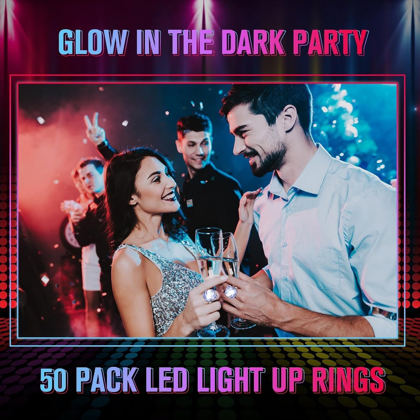 LED Light Up Diamond Rings, Flashing Glow in the Dark Party Favors for Bachelorette, Wedding, Bridal Shower, Birthday Kids