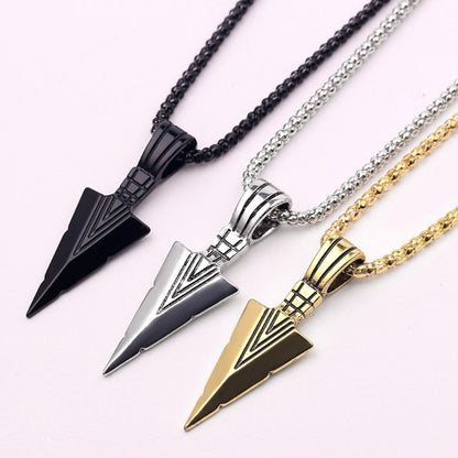 Colar Masculino Design Preto Fosco Com Pingente de Flecha Corrente Joias Hip Hop Punk Rock Presente de Natal Halloween Para Homens Mulheres