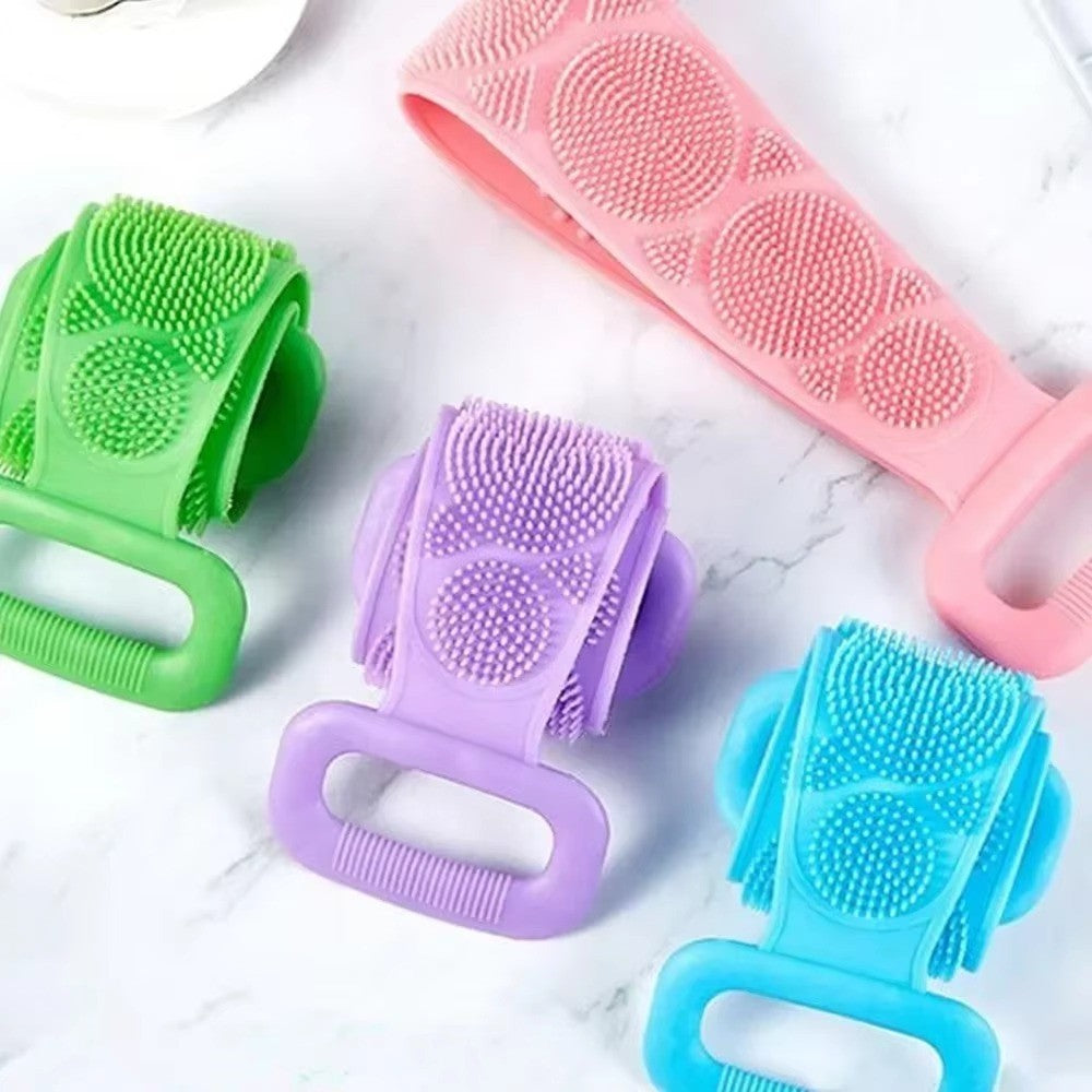 1 Esponja Corporal de Silicone, Escova Esfoliante Corporal, Toalha de Banho Esfoliante, Esfregão para as Costas, Esfoliação da Pele, Cinto de Massagem e Limpeza para Banho, Extensível