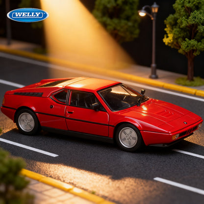 WELLY 1:24 BMW M1 Carro Esportivo de Liga Leve Modelo de Carro em Miniatura Coleção Estática de Metal Fundido Brinquedo Infantil de Aniversário Carros Presentes