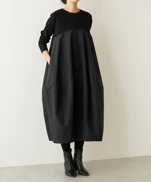2023 Autumn/Winter New Arrival Japanese Korean Style Leisure Knit Long Sleeve Round Neck Dress Stock Available