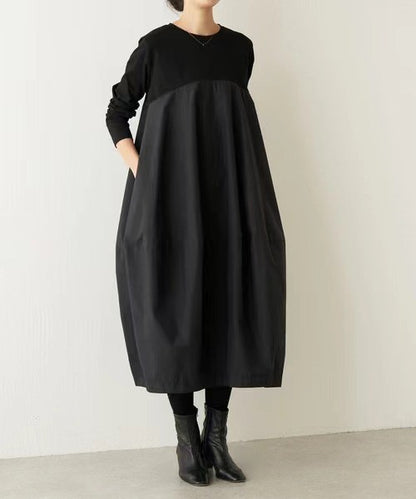 2023 Autumn/Winter New Arrival Japanese Korean Style Leisure Knit Long Sleeve Round Neck Dress Stock Available