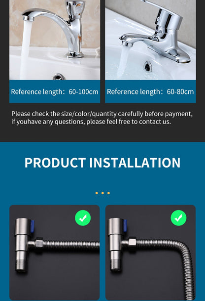 Mangueira de fole de aço inoxidável 304, 4 tubos de entrada de mangueira de metal para aquecedor de água separado, tubo de água de aço inoxidável doméstico quente e frio