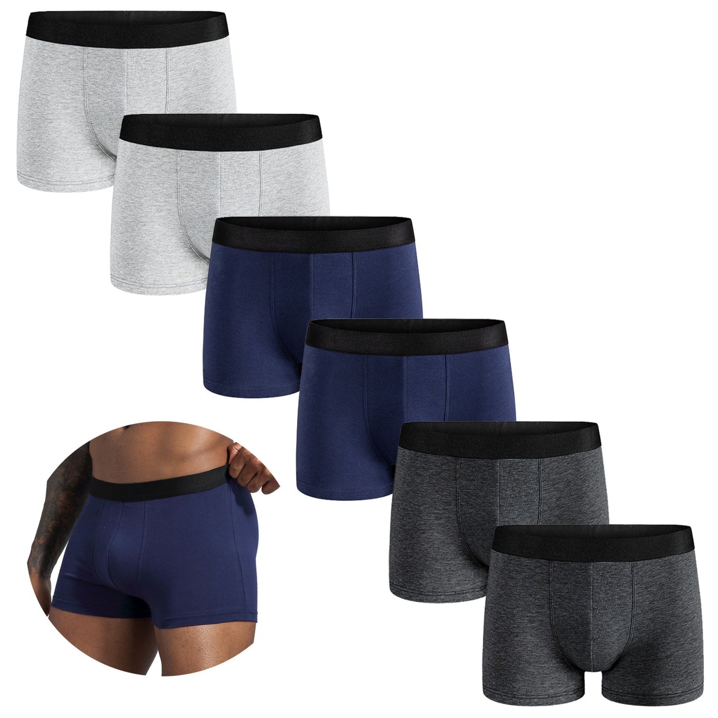 6pcs pack Black Boxer Shorts Men Underwear Soft Breathable Male Underpants for Men Homme Boxershorts Slips 2024 Panties