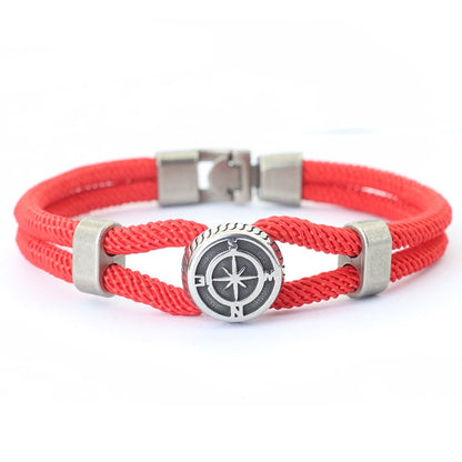 Nova Pulseira Bússola Masculina Viking Corda Náutica Bracelete Feito à Mão Trançado Acessórios Surfista Homem Pulseira Fio Náutico