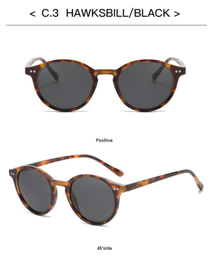 Óculos de Sol Polarizados Redondos Retrô Masculino Feminino Armação Clássica Leopardo Óculos de Sol Fashion Preto Dirigindo Masculino Feminino Goggles UV400