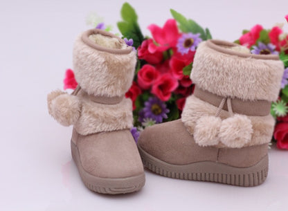 New Girls Snow Boots Winter Comfortable Thick Warm Kids Boots Lobbing Ball Thick Children Autumn Cute Boys Boots Princess Shoes