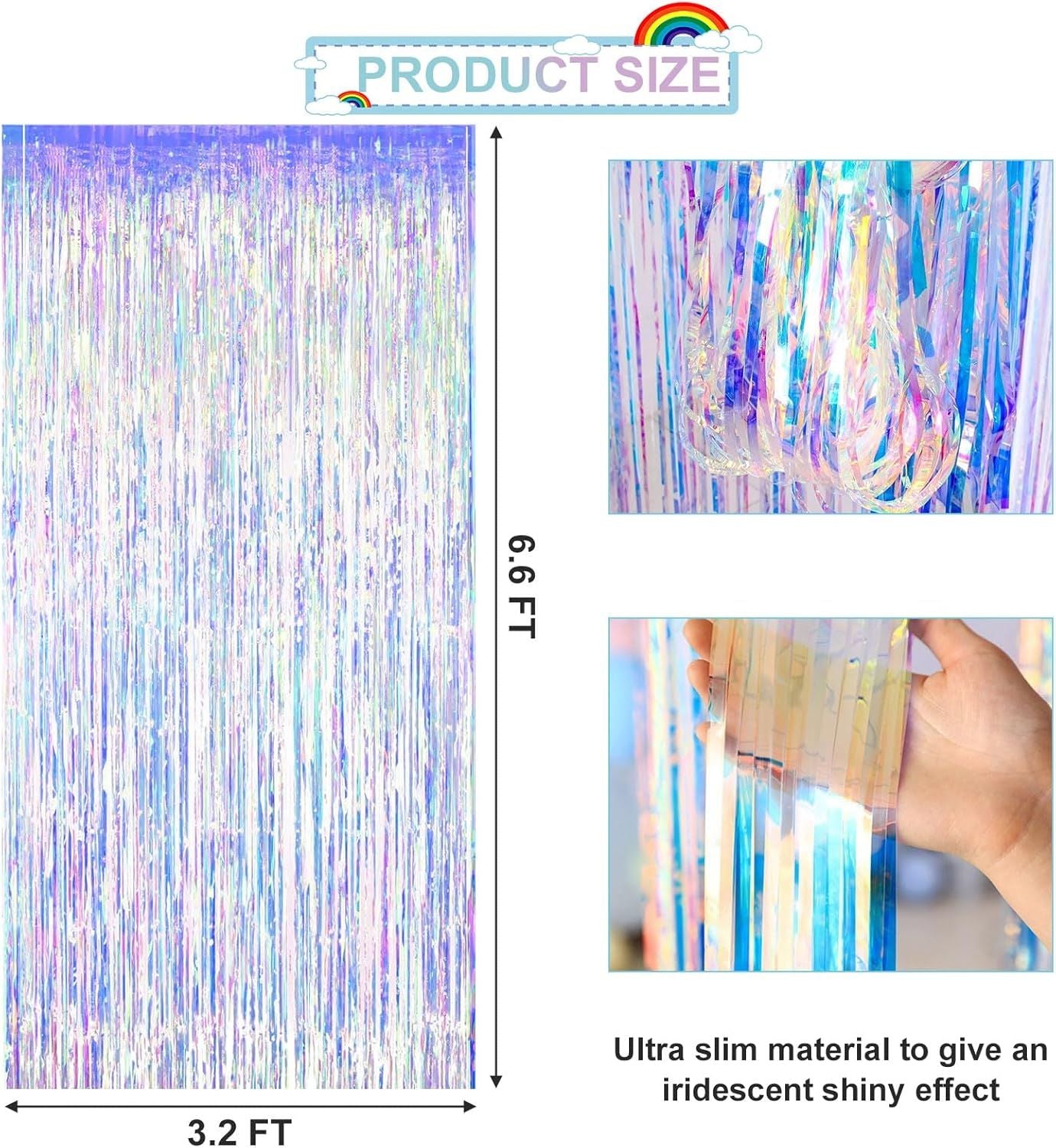 Shiny Corlorful Metallic Tinsel Foil Fringe Curtains Photo Booth Props for Engagement Bridal Shower Celebration Party Decoration