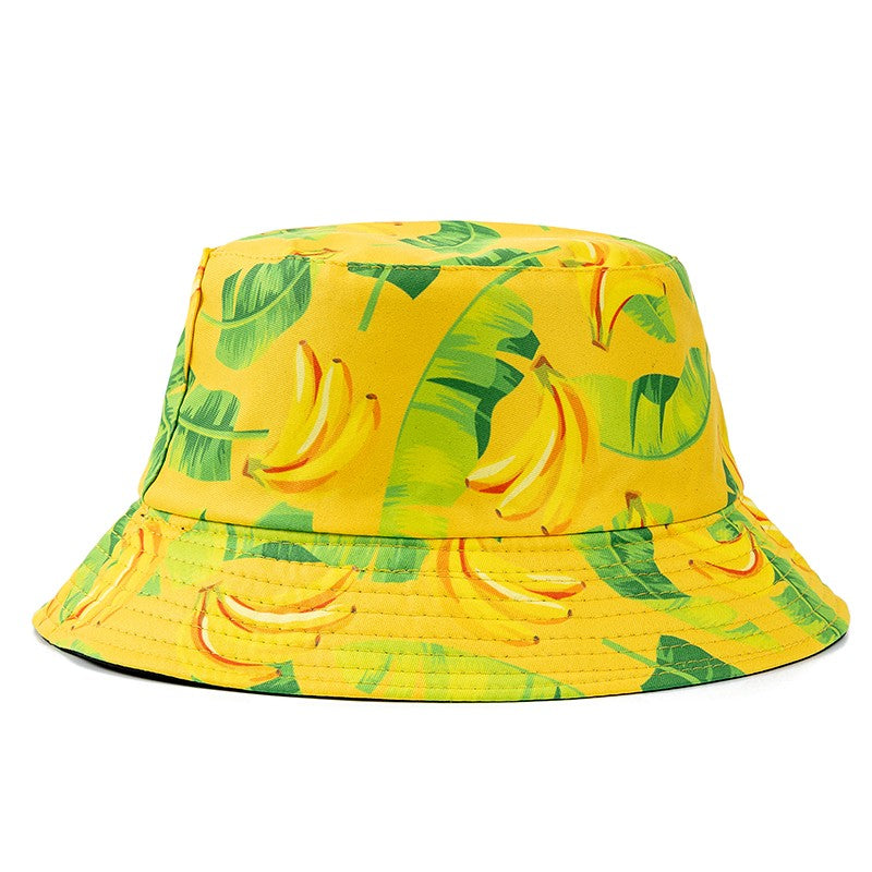 Chapéu Bucket Unissex Quente de Verão com Estampa de Frutas, Dupla Face, Chapéu de Sol Feminino, Chapéu Panama Clássico Masculino