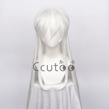Sesshoumaru Cosplay Wigs 100cm Long White Styled Heat Resistant Synthetic Cosplay Costume Wig Hair + A Free Wig Cap