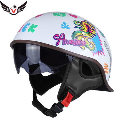 V Half-helmet for Harley Motorcycle Cocked Helmet Retro Helmet Lightweight Four Seasons Unisex Helmet Motorcycle Accessories