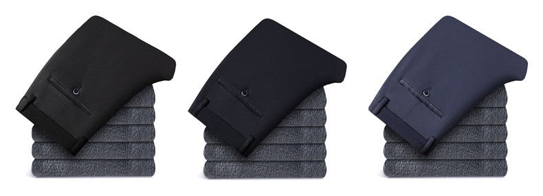 Flannel Thick Men's Casual Pants Navyblue Winter New Fleece Business Stretch Warm Plush Trousers Brand Slim Straight Male Pants