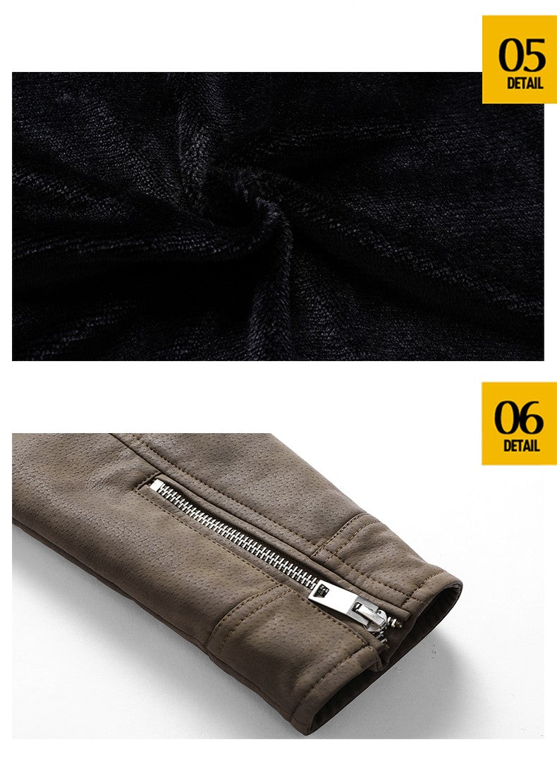 2025 Fashion Leather Jacket Men Winter Fleece Warm Zipper Motorcycle Coats Mens Fashion New Biker PU Jackets Slim Overcoat