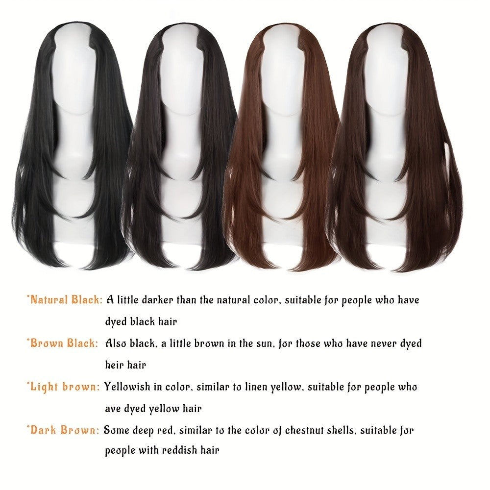 Apliques de Cabelo Sintético Liso Comprido de 22 Polegadas com Grampo em Formato de V Resistente ao Calor Acessórios para Cabelo