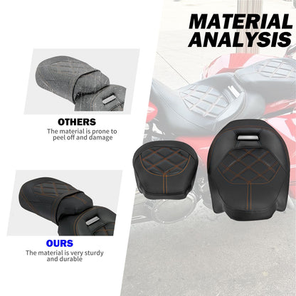Assento de Motocicleta Duplo Preto Dianteiro Traseiro para Piloto e Passageiro para Harley Touring Road King Street Electra Road Glide 2009-2024