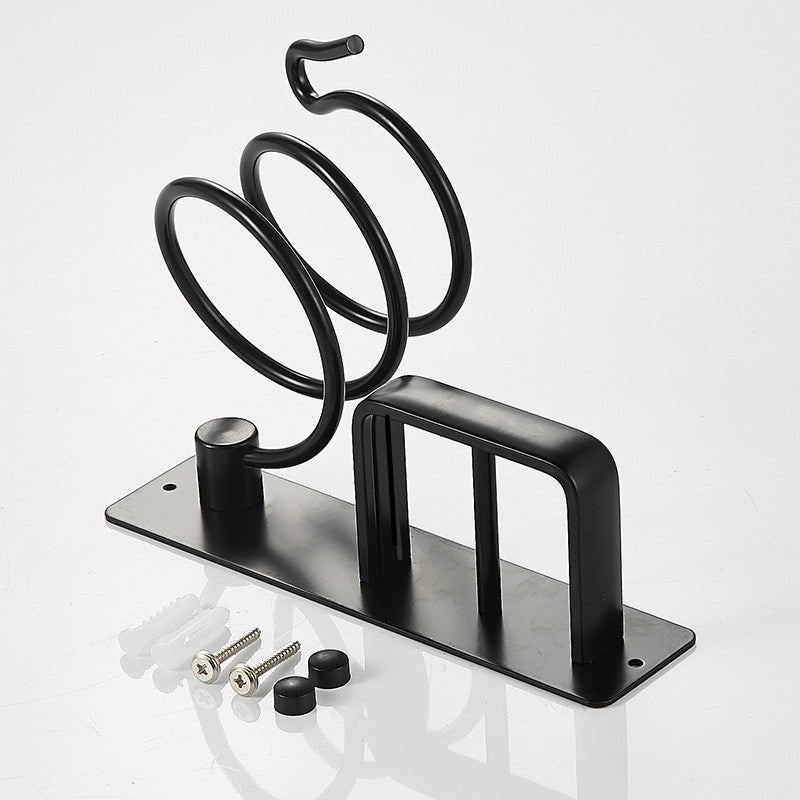 Wall Mounted Bathroom Black Hair Dryer Holder Space Aluminum Hair Straightener Holder Storage Bathroom Shelf Accessories