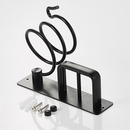 Wall Mounted Bathroom Black Hair Dryer Holder Space Aluminum Hair Straightener Holder Storage Bathroom Shelf Accessories