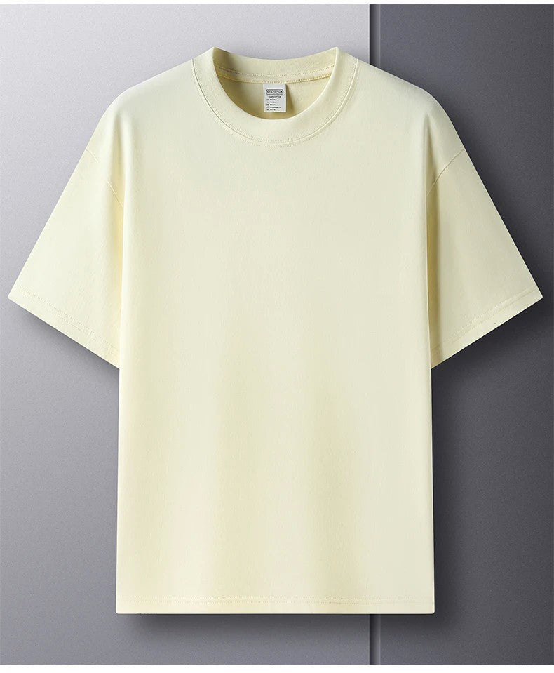 100% Pure Cotton Summer High-end Brand Men's Short Sleeve Round Neck Fashionable Style Half Sleeved Top Breathable T-shirt