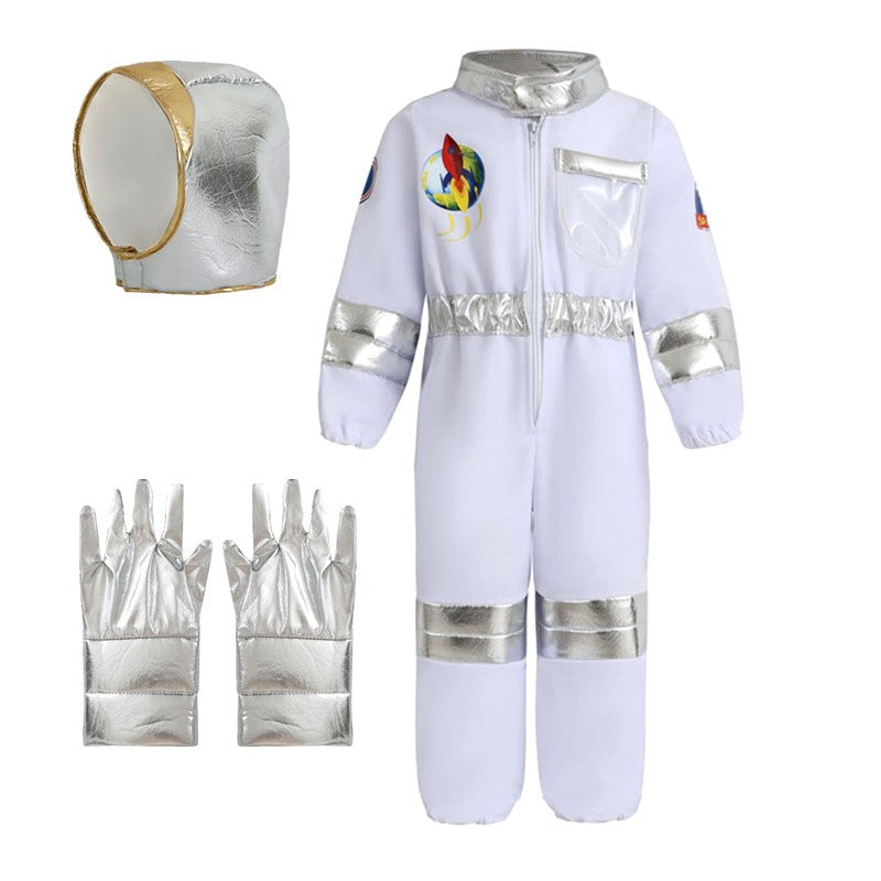 Child Spaceman Costume Halloween Party Outfit with Cap Astronaut Role Play Costume for Kids Boys & Girls Carnival Party