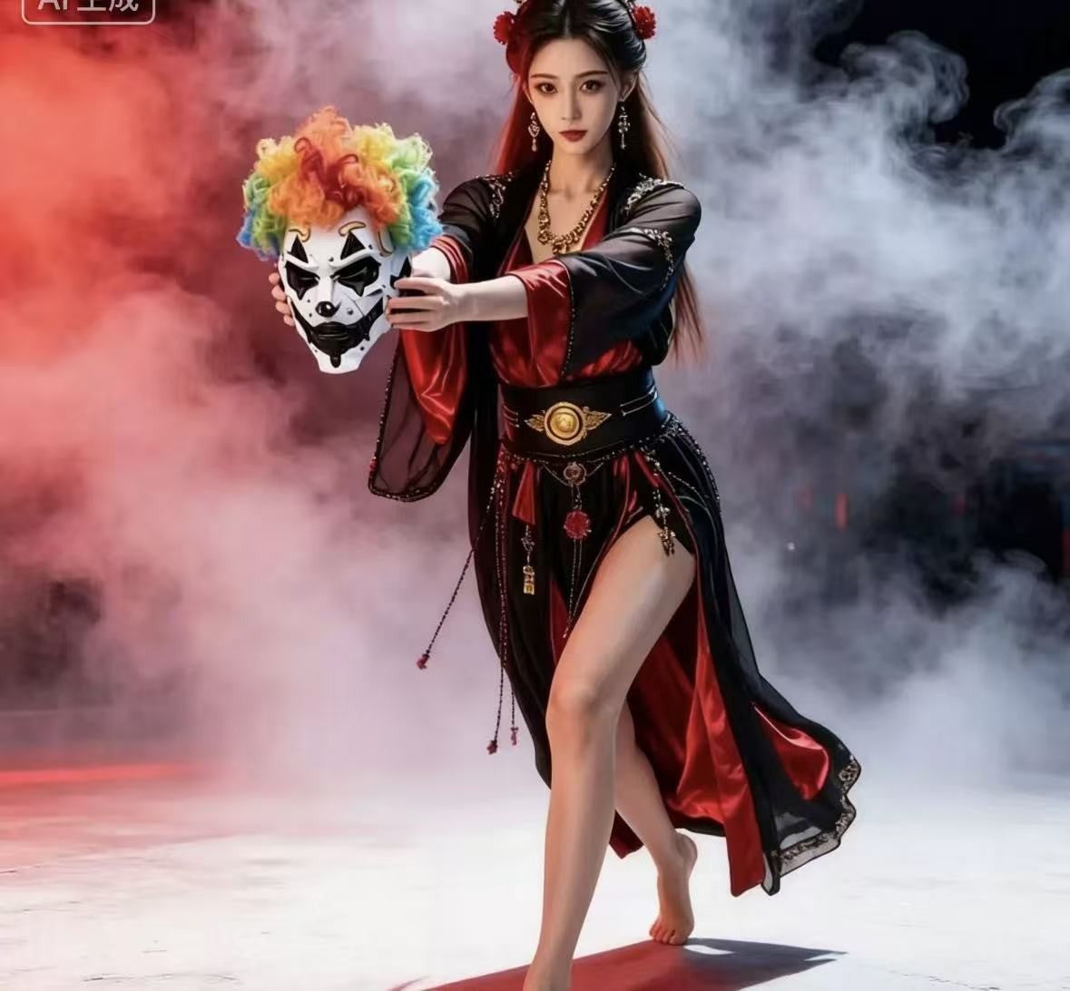 Joker Masks Cyberpunk Masks Clown Braids 2d Cosplay Resin Custom Products Halloween Anime Role-Playing Props And Gifts Toys
