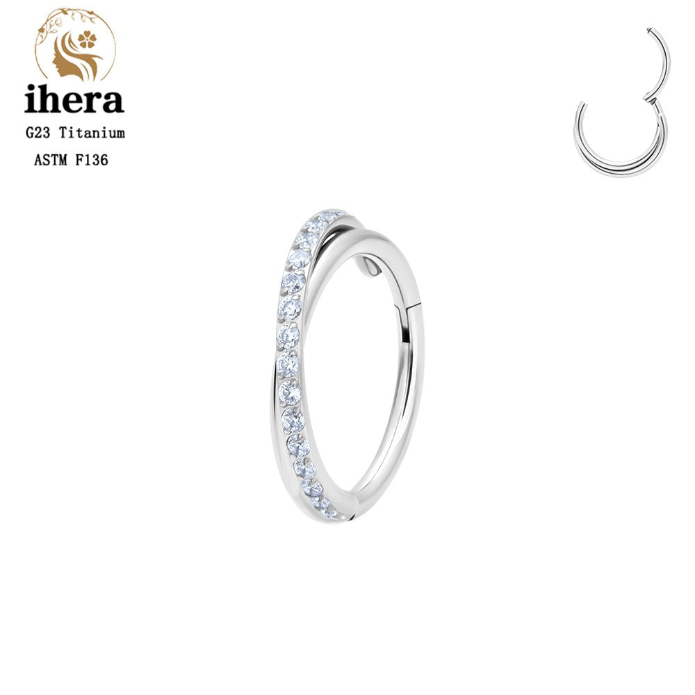 G23 Titânio Anel de Nariz Clicker Orelha Cartilagem Tragus Hélix Daith Brincos Redondos Argolas Zircônia Cúbica 16G Segmento Articulado Joia de Piercing Corporal