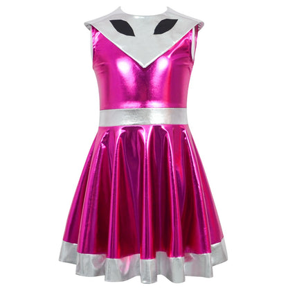 Cyber Alien Laser Reflective Alien Cosplay Dress, Adult and Children's Party Outfit, Including Tentacle Headpiece