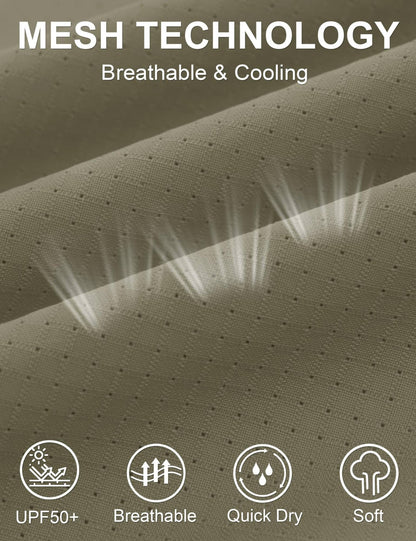 TACVASEN Short Sleeve Fishing Shirts Men's UPF 50+ Sun Protection Cargo Work Shirts Mesh Breathable Quick Dry Hiking Shirts Man