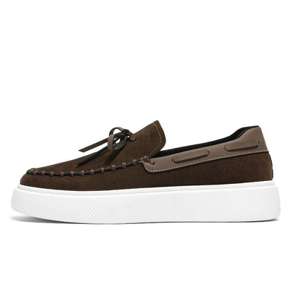 Designer Fashion British Style Flat Walking Shoes Casual Loafers Men Leather Shoes Luxury Dress Shoes Men Antiskid Driving Shoes