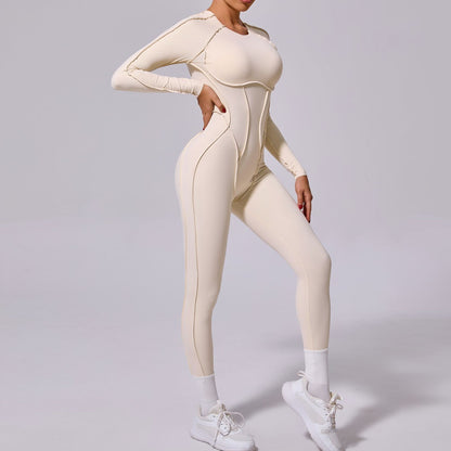 One-piece Yoga Jumpsuit Women Long Sleeved Set Quick Drying Yoga suit Gym Training Suit  Sportswear Bodysuits Women Fitness Set