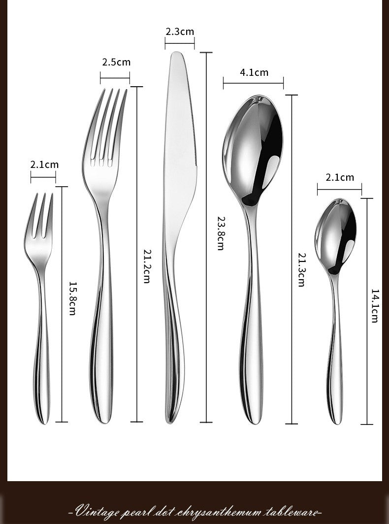 5Pcs 304 stainless steel cutlery set steak knife and fork Hotel restaurant kitchen Home commercial high-end dinnerware