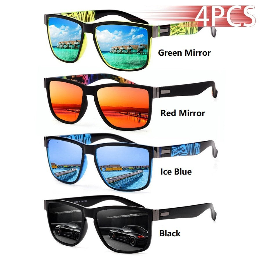 4 PCS Fashion Vintage Pattern Square Sunglasses Men Women Fishing Driving Man Luxury Brand Designer Sun Glasses UV400 Eyewear ?