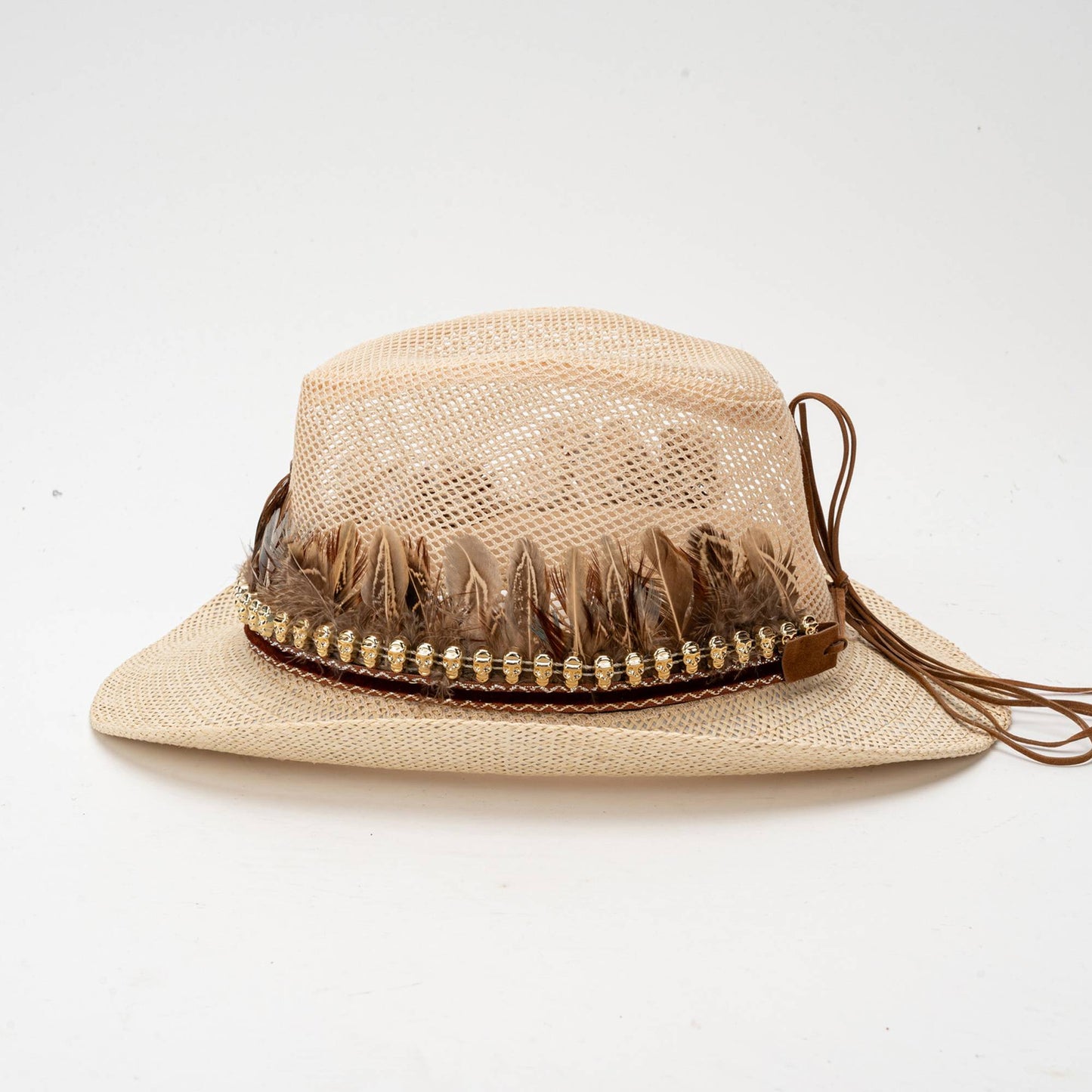 Vintage Style Women Men Feather Hat Elegant Mesh Wide Brim Sun Hat for Casual Party and Outdoor Events