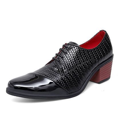 Men's Leather Shoes Banquet Dress Shoes Formal Occasions Men's Business Leather Shoes Office Red High Heels Pointed Shoes