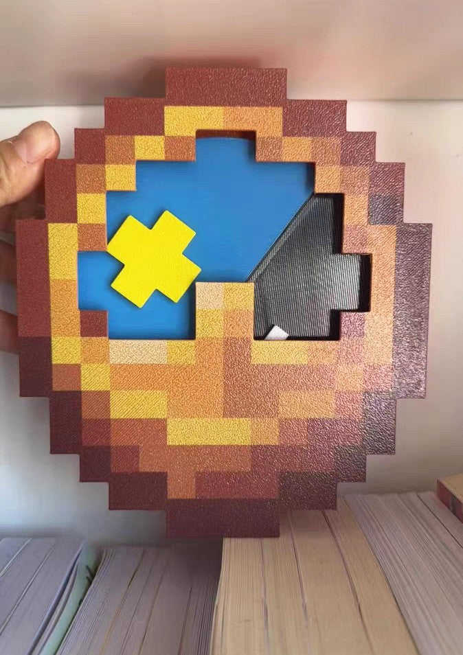 Cartoon Pixel Style Clock Wall or Table 12/24 Hours Timer 3D Printed with Stand Hook Desktop Ornament Home Decor Creative Gifts