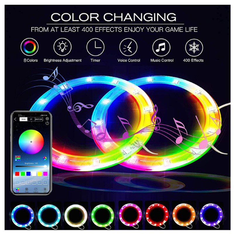 Replacement Faceplate Cooling Vents with RGB Light Strip LED Light Ring For PS5 Cover For PlayStation5 Disc Edition