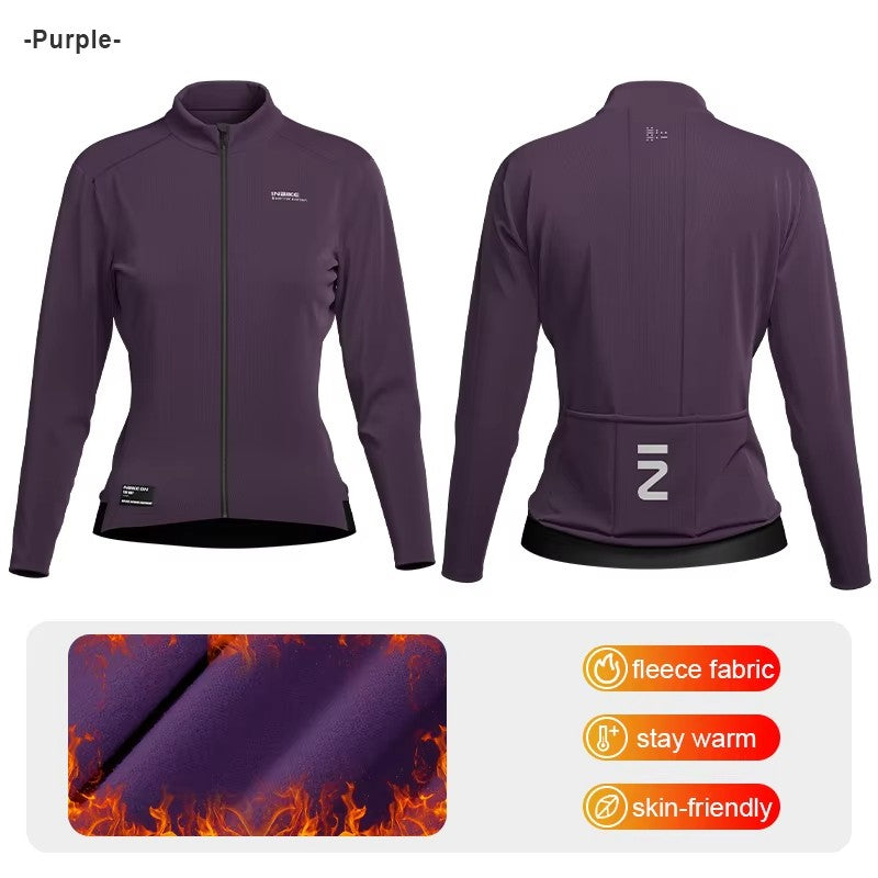 INBIKE Women's Thermal Cycling Jacket Winter Warm Fleece Bicycle Riding Sportswear Windproof Long Sleeve Reflective Outdoor Wear