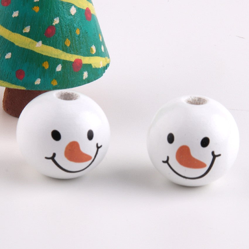 NANA Christmas Snowman Wood Craft Beads Christmas Theme Painted Diy Festive Party Decoration Fashion Custom Craft Accessories