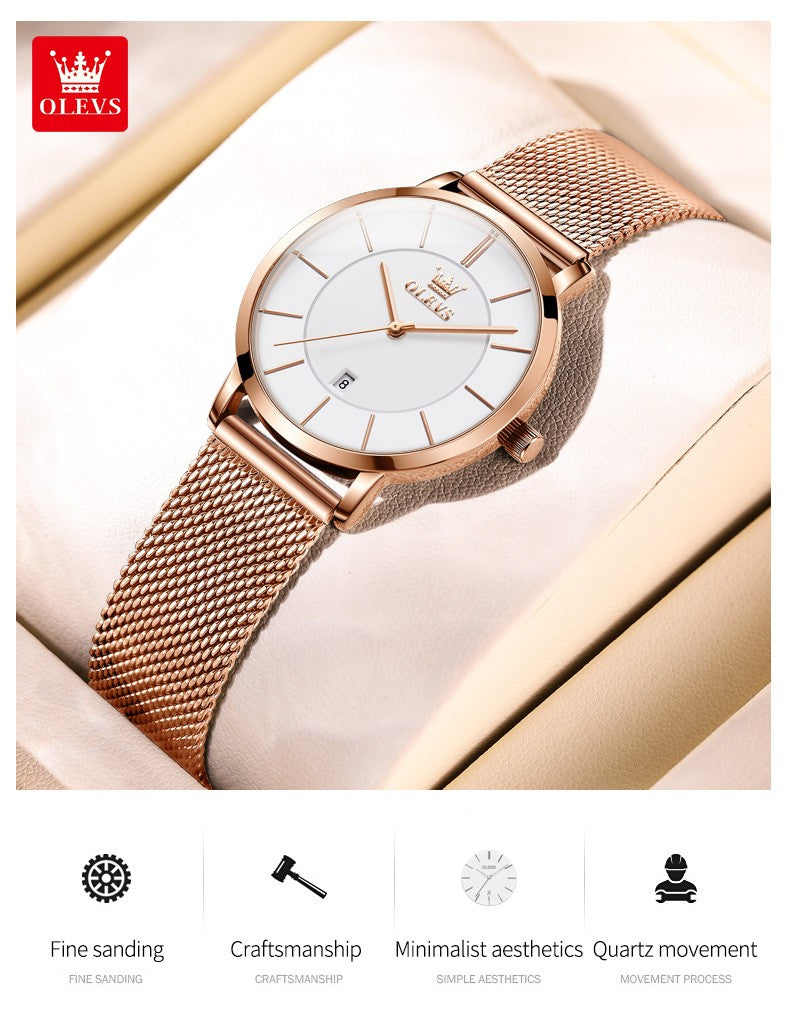 OLEVS 5869 Women Watch Fashion Simple Ultra Thin 6.5mm Quartz Women's Watch Top Brand Calendar Waterproof Women Luxury Watch