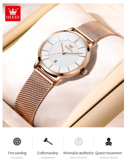 OLEVS 5869 Women Watch Fashion Simple Ultra Thin 6.5mm Quartz Women's Watch Top Brand Calendar Waterproof Women Luxury Watch